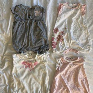 Burt's Bees Baby Rompers - Lot of 4 - 6-9 Mos. Girls